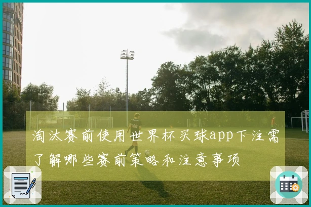 淘汰赛前使用世界杯买球app下注需了解哪些赛前策略和注意事项